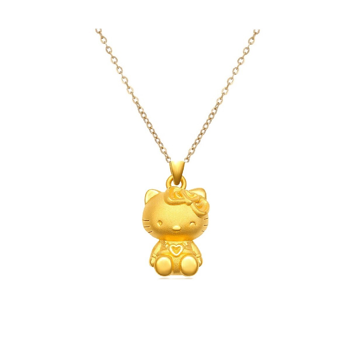 Gold Titanium Adorable 3D Star Hello Kitty Cat Kitten Pendant Chain Necklace