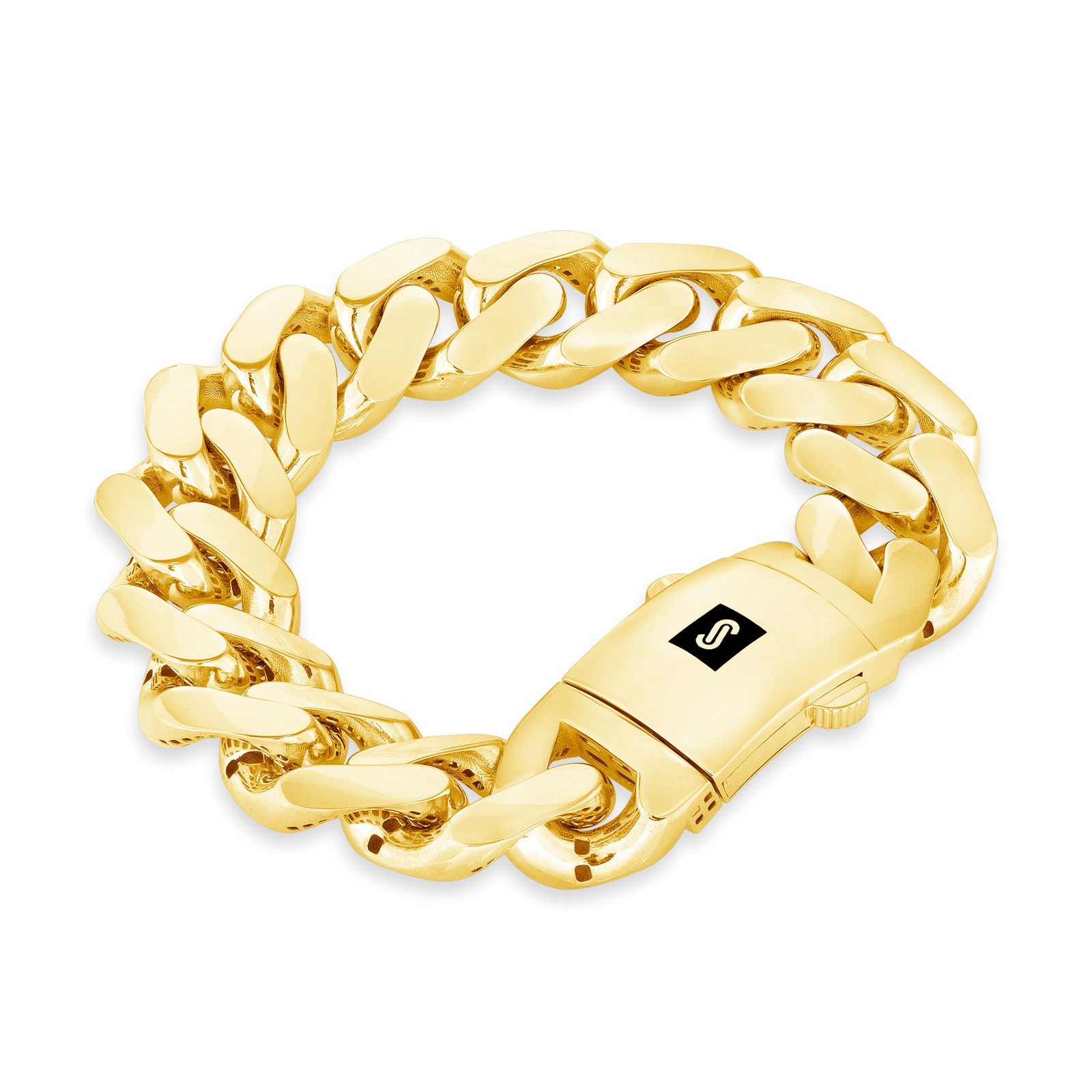 10K Yellow Gold Miami Cuban 20mm Monaco Link Chain Mens Bracelet 7.5″ 8″ 8.5″ 9″