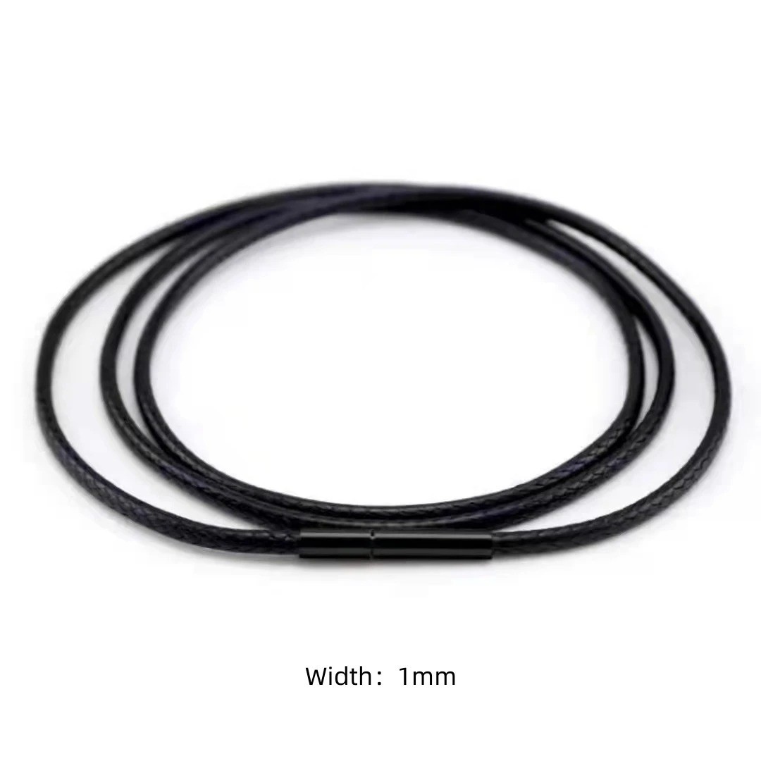 Black Rope Leather Cord Chain Necklace Stainless Steel
