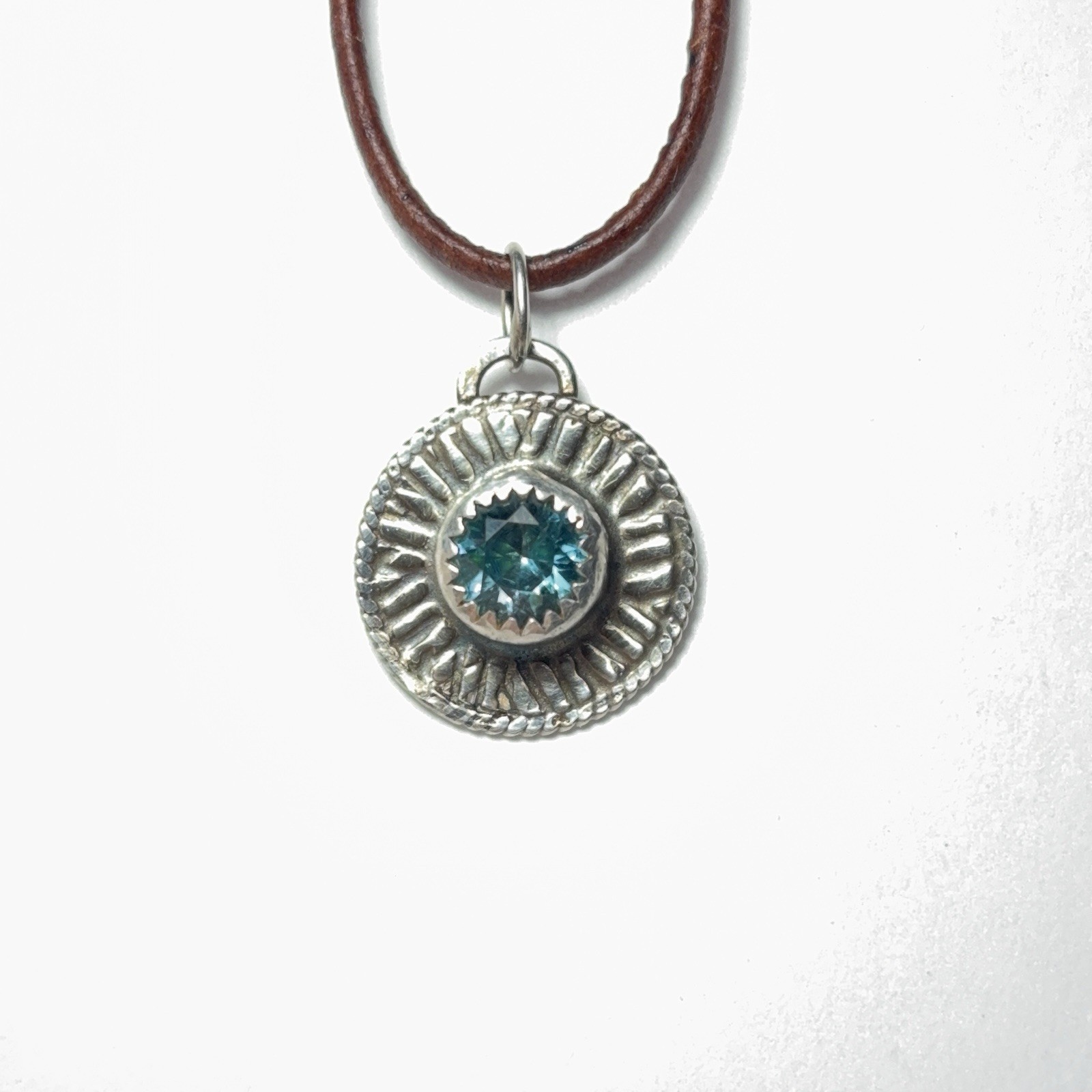 9.7 Ct Tw Sterling Silver Natural 1.3 Ct Natural Blue Zircon Gemstone Pendant