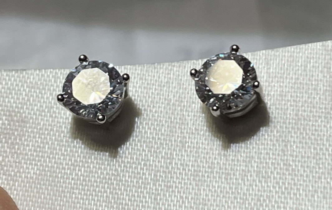 1.5Ct Round Brilliant Cut CZ Crystal on Signed 925 Sterling Silver Stud Earrings