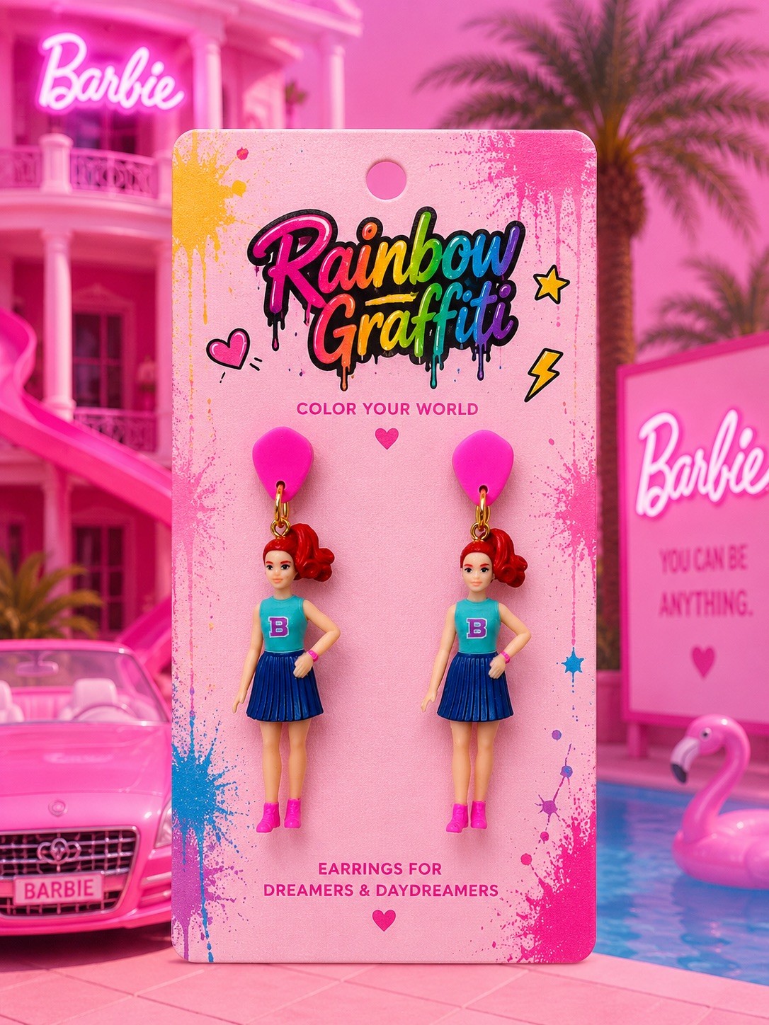 Handmade Wearable Miniature Doll Earrings Barbie Inspired Statement Jewelry