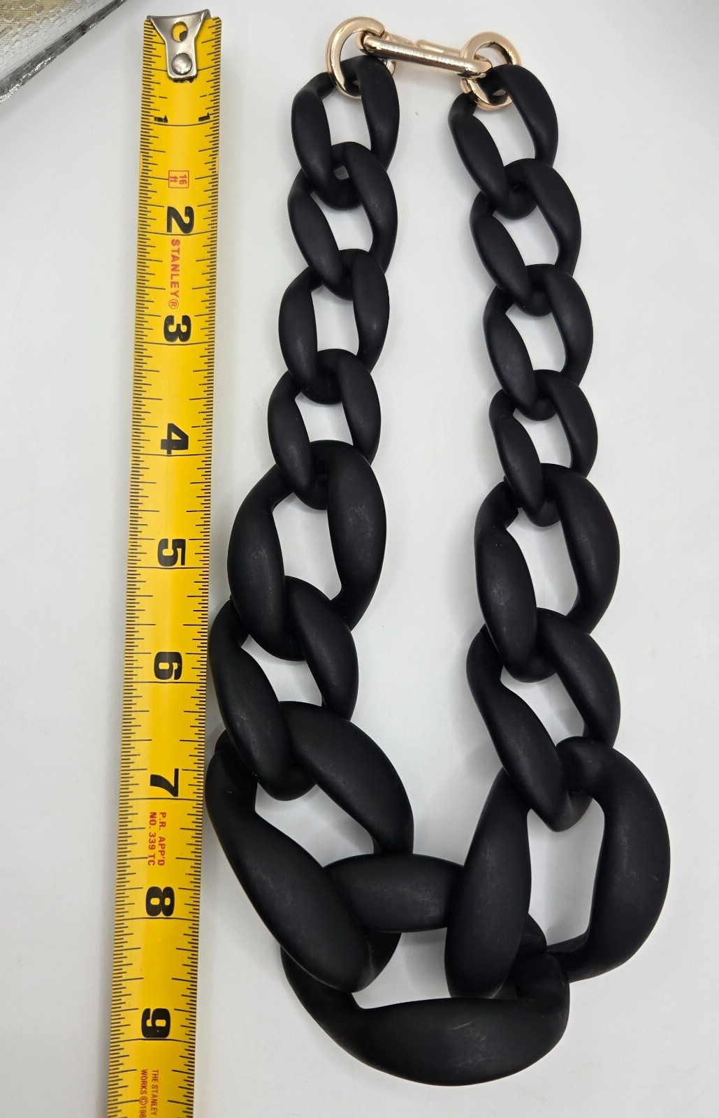 Chunky Link Necklace – Fun Flair Statement Large Black Sweater Chain ~9 in