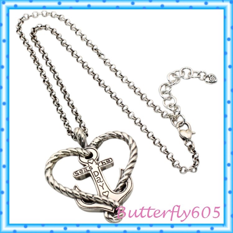 Brighton Seas The Day Anchored In Love Anchor Heart Silver Necklace NWOT $52