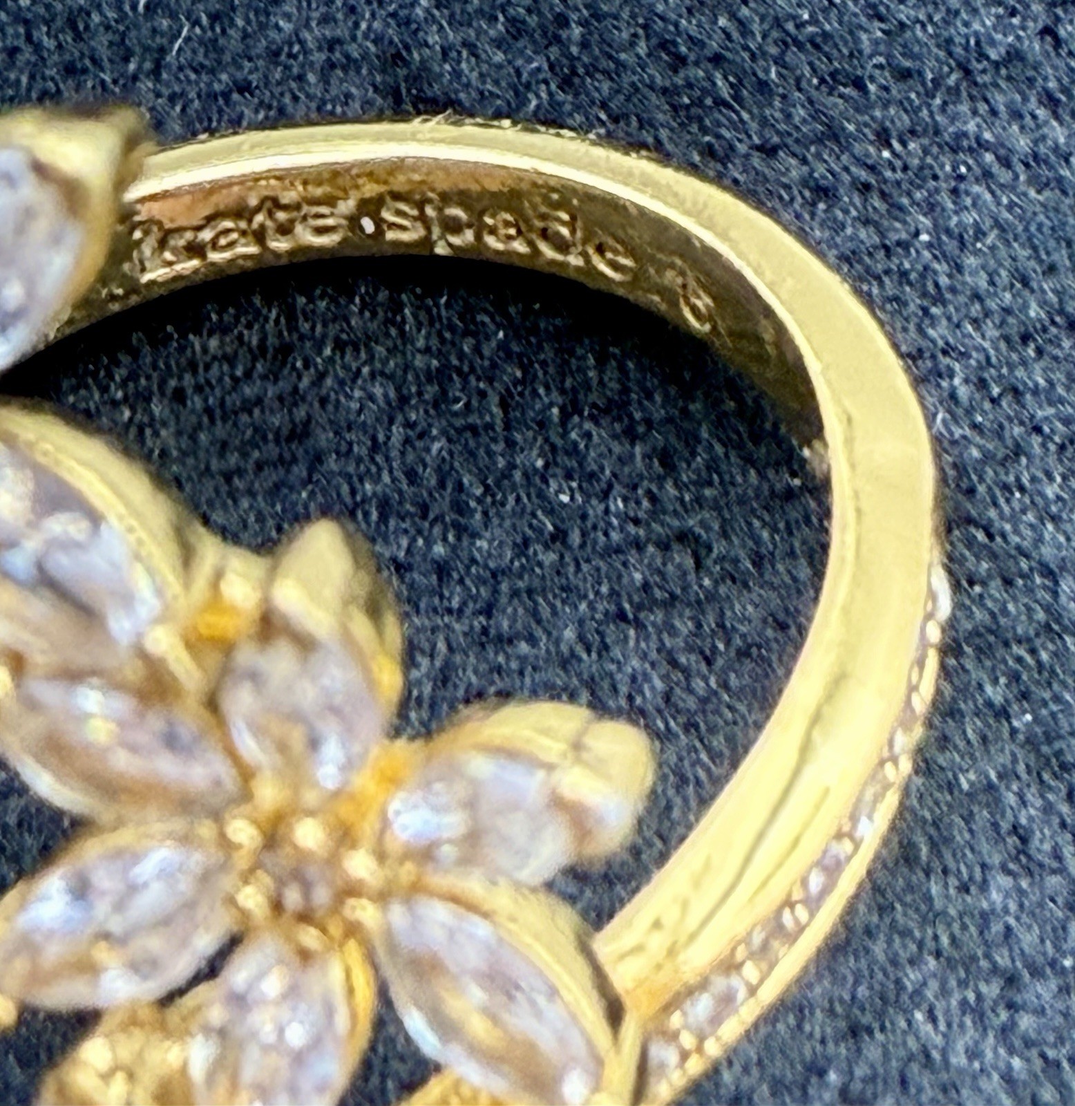 Kate Spade Gold Firework Flower Wrap Ring Size 6 CZ Statement