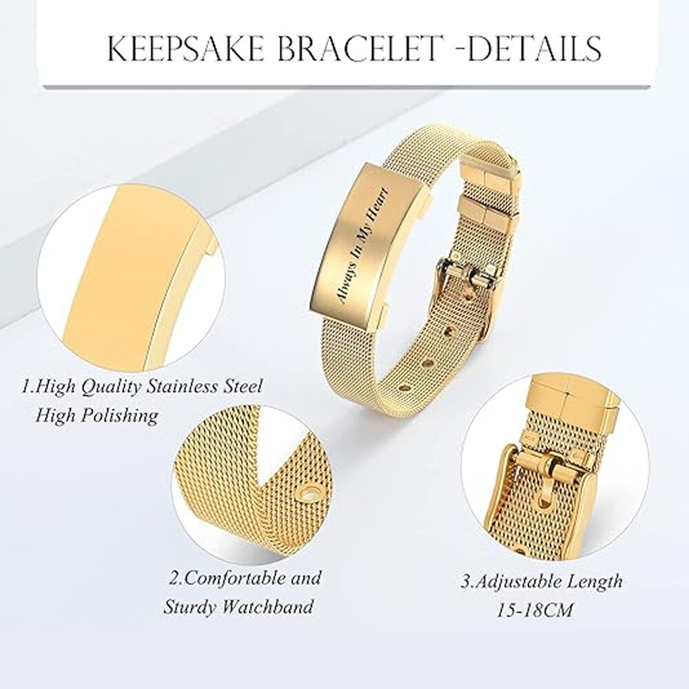 Adjustable Cremation Jewelry Urn Bracelet for Ashes Personalized Memorial Bangle