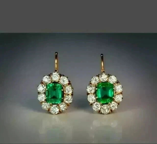 2.34 Ct Emerald Cut Emerald Earrings Gift Earrings 14K Yellow Gold