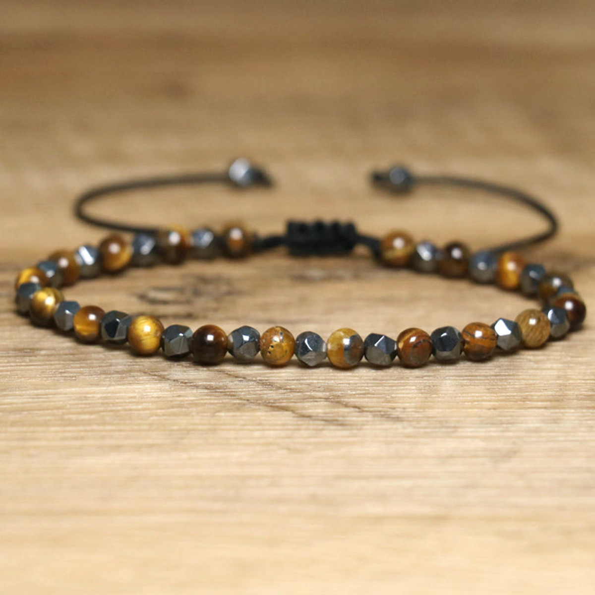 Hematite Tiger’s Eye Obsidian Crystal Gemstone Beaded Triple Protection Bracelet