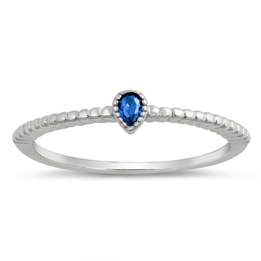 Blue CZ Stackable Midi Cute Ring .925 Sterling Silver Band Sizes 4-10