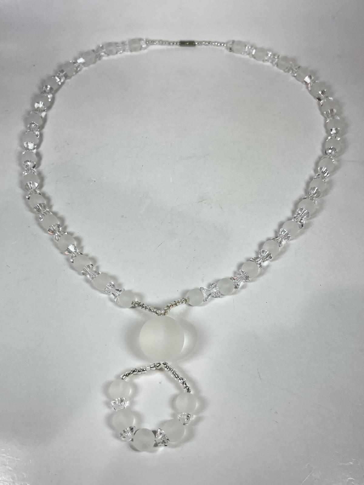 Crystal Clear Quartz Glass Gemstone Beads Fashion Jewelry Necklace Pendant 26 in