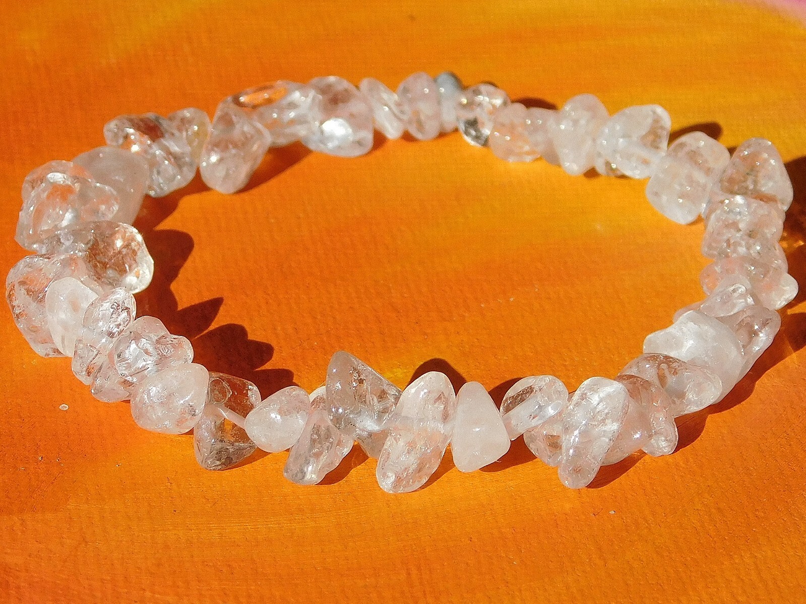 Handmade To Order – Gemstone Chip Beaded Bracelet – Natural Quartz Crystal.