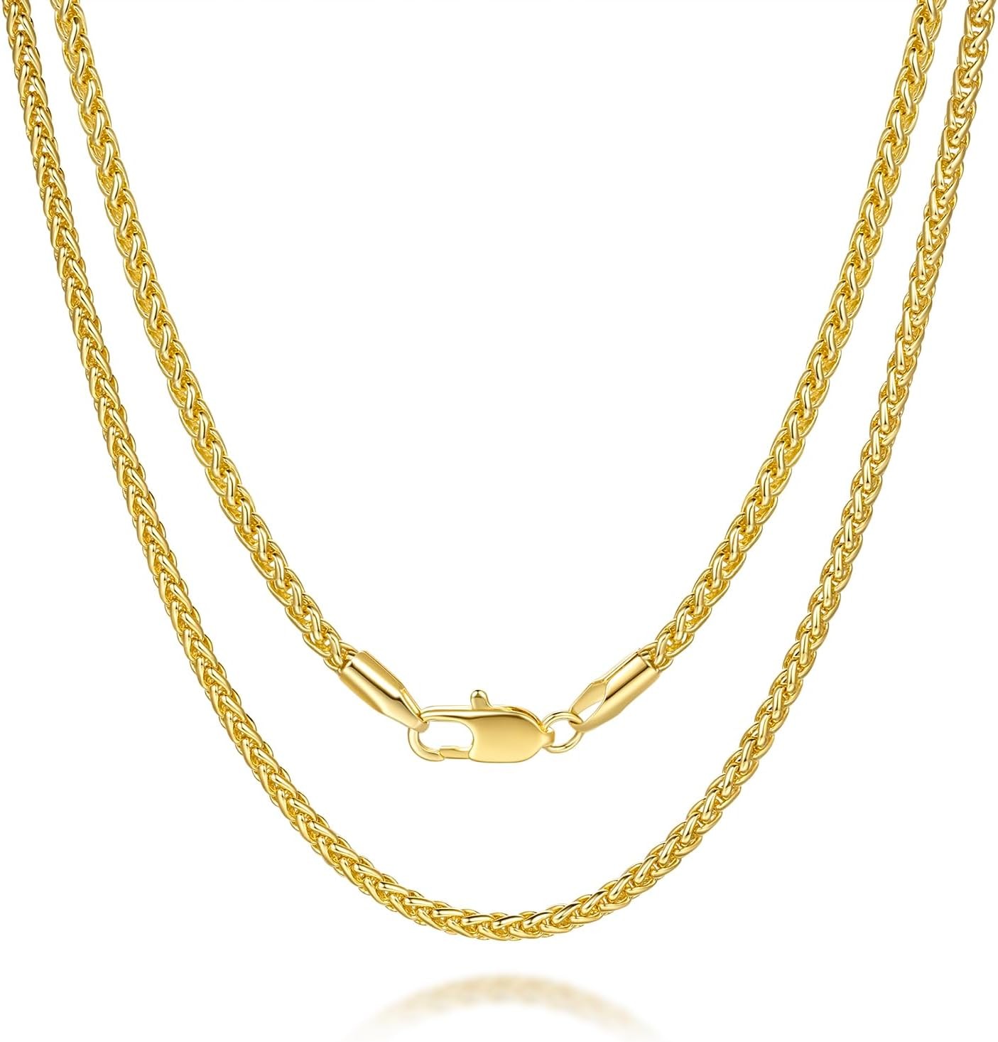 Necklace Chains 14K Gold Plated Necklace for Women & Mens 2.5mm 16-30in (16in)