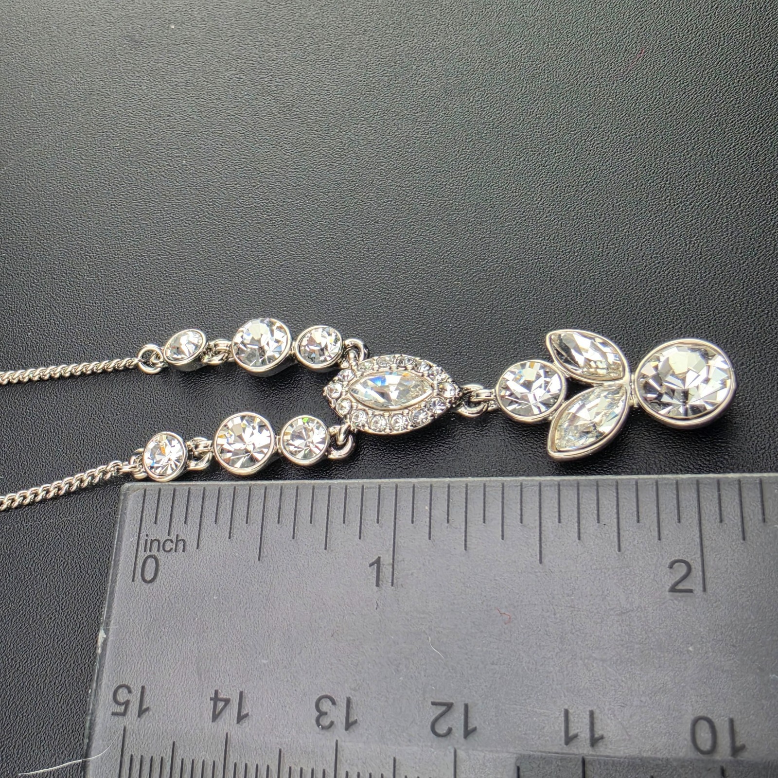 NWT Signed Givenchy Crystal Pendant Choker Statement 18″ Necklace Rhodium Finish