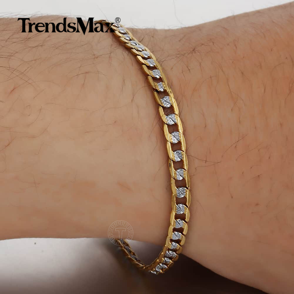 4MM Diamond-Cut Curb Cuban Necklace Bracelet Set Gold Filled Jewelry WOMEN MEN