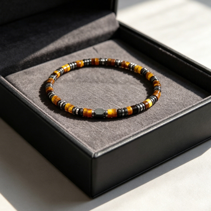 Genuine Tiger Eye Hematite Protection Bracelet Healing Energy Balance Wealth