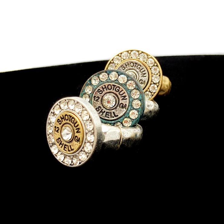 Adjustable Shotgun Shell Rhinestone Cocktail Ring. Each Sold Separately