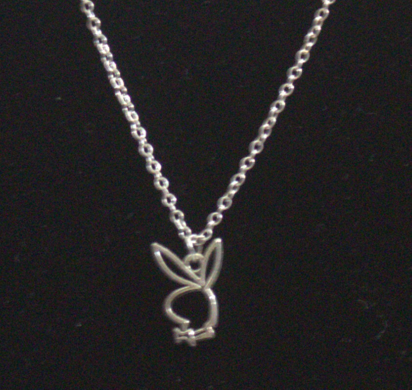 2000 Mini Playboy 10x16mm Shiny Silver Pendent Necklace with 20″ Snake Chain Hot
