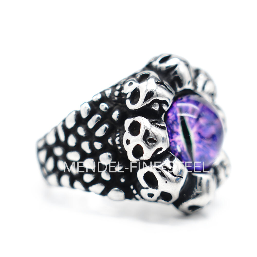 MENDEL Goth Mens Motorcycle Biker Skull Evil Eye Ring Stainless Steel Size 7-15