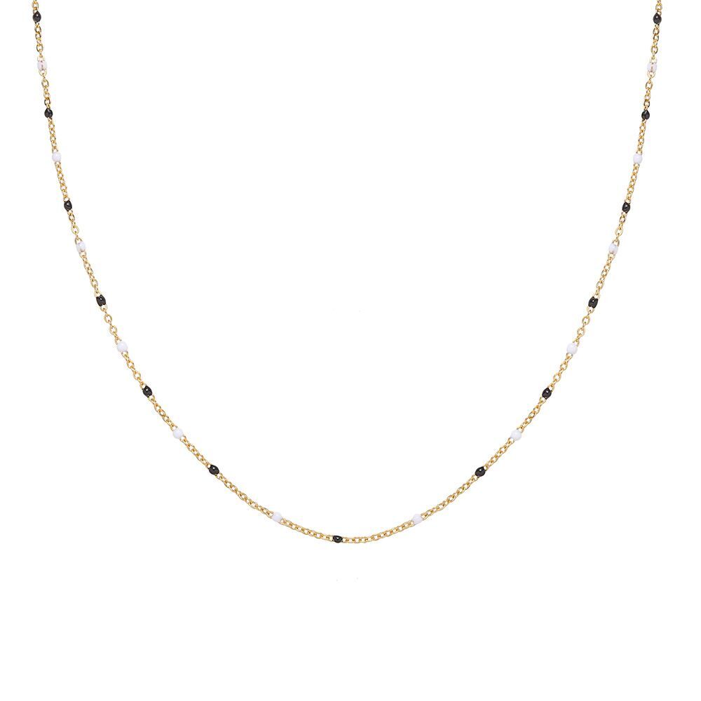 Woman 18K Gold Plated Stainless Steel Enamel Multicolor Beads Ball Chain