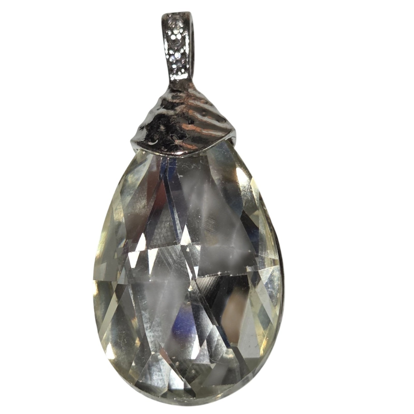 Teardrop Clear Crystal Pendant Decorative Metal Bail Fashion Jewelry Component