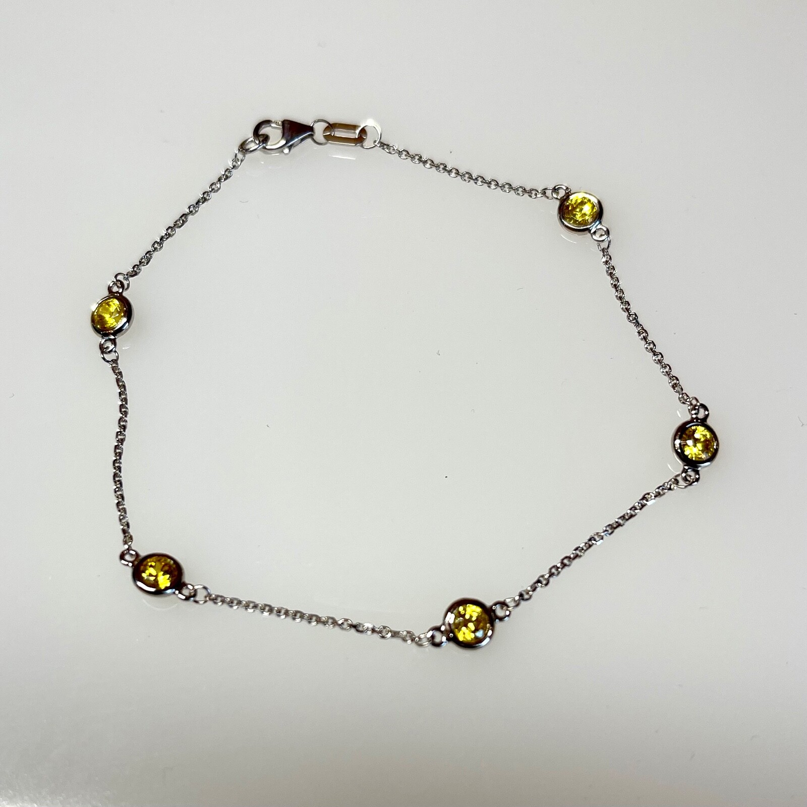 1 TCW Fancy Canary Yellow Diamond By The Yard Station Bracelet 14k Gold Man Made