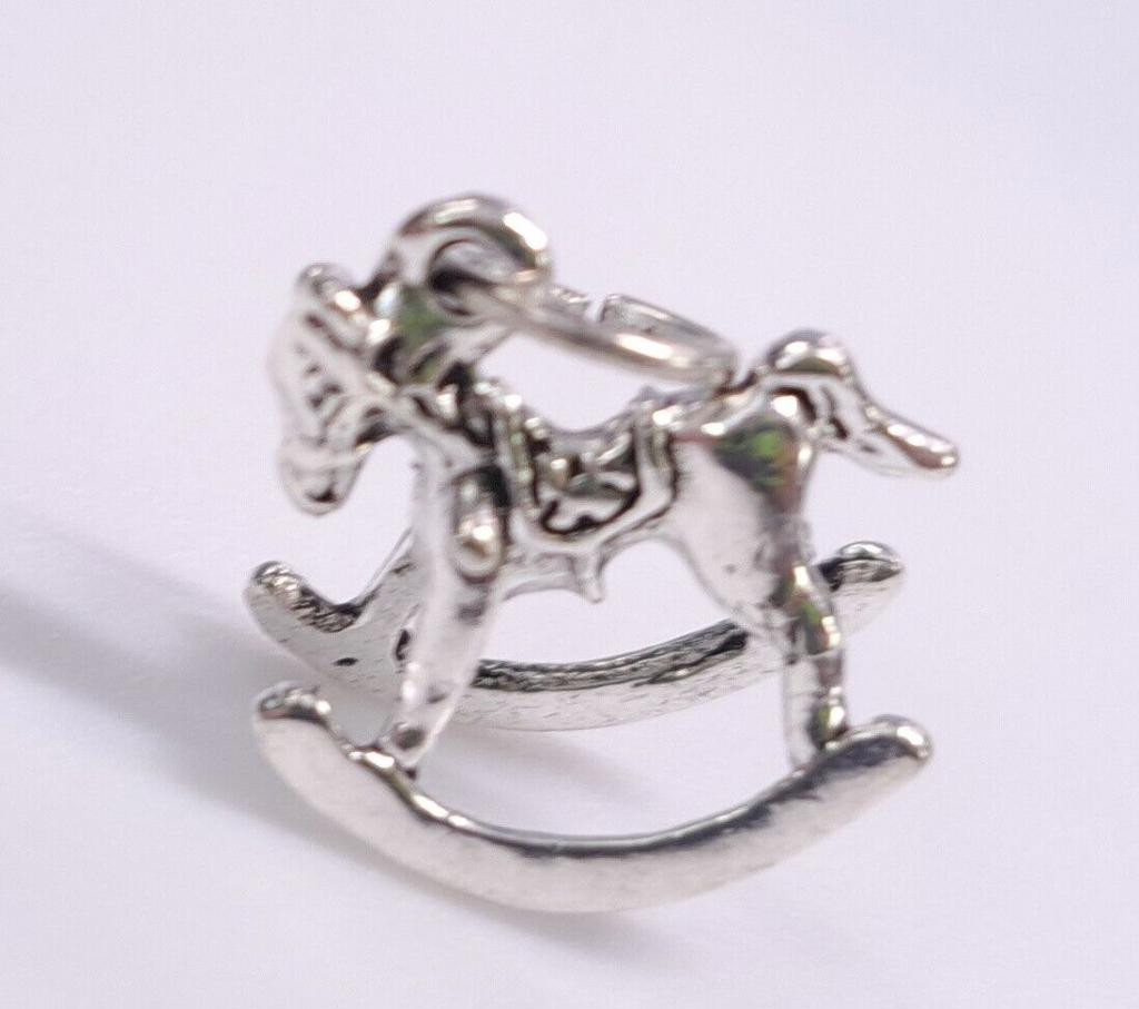 Rocking Horse Pendant Charm SilverTone Hobby Equine Equestrian Toy Baby Detailed