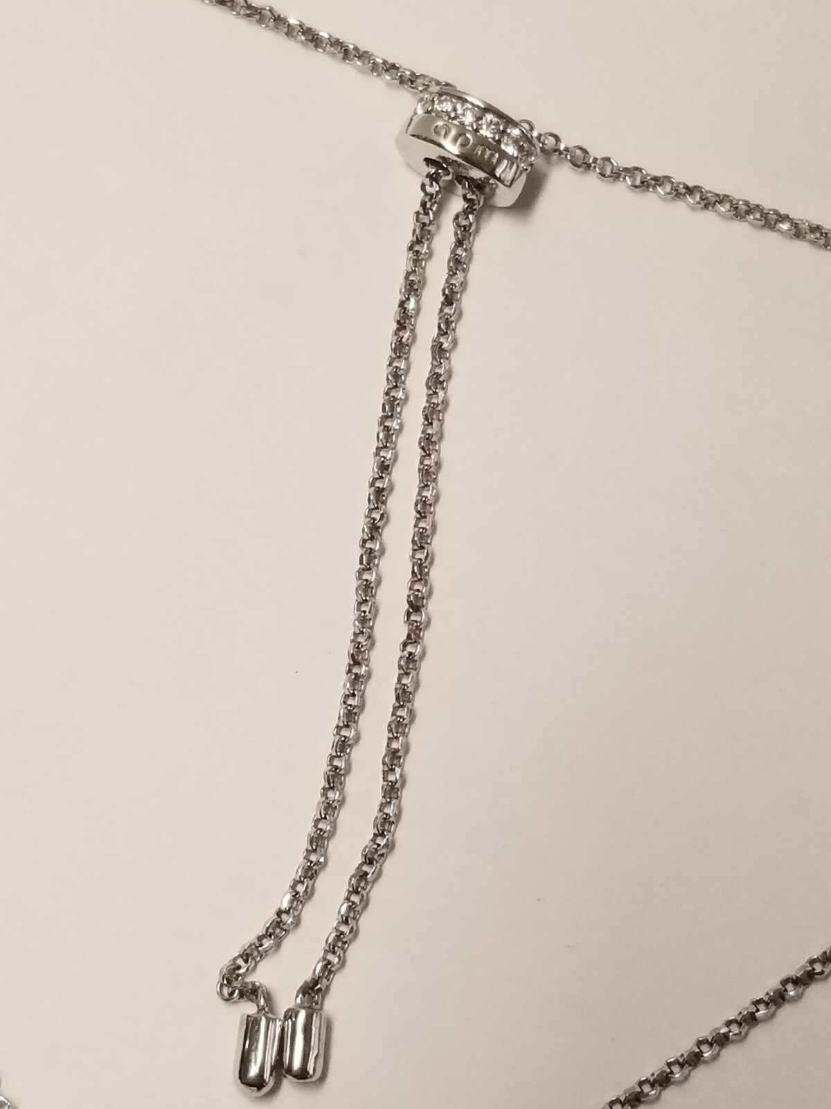 apm Monaco Adjustable Chain Necklace with Pearl CZ Pave Necklace Sterling Silver