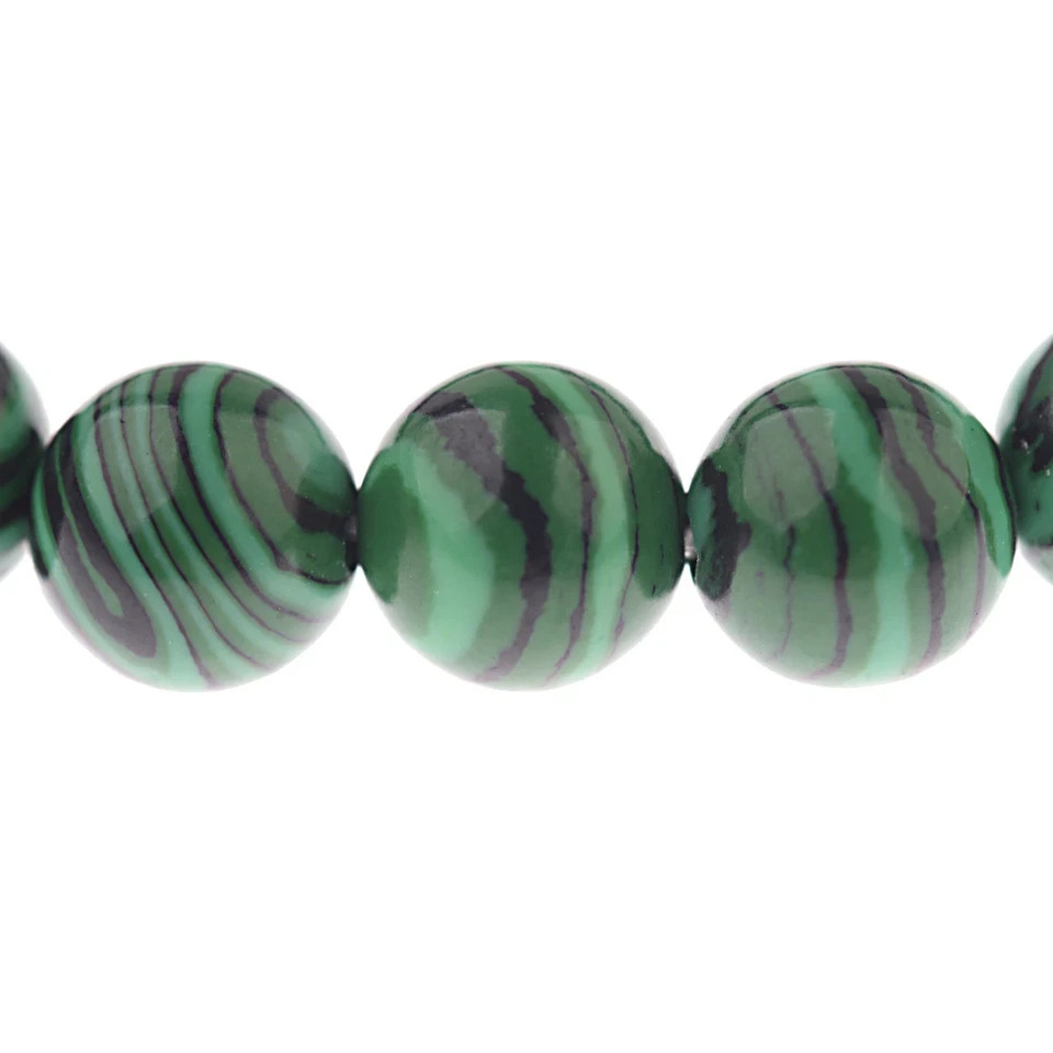 Handmade Natural 8mm Green Malachite Round Gemstone Beads Stretch Bracelet