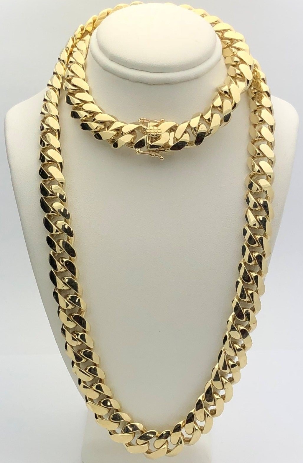 10k Yellow Gold Solid Heavy Miami Cuban Link Chain Necklace 24″ 7mm