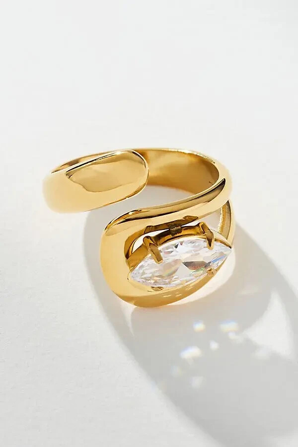 $44 8 Other Reasons Divorce Crystal Ring w Glass Stone & 22k Gold-Plated Brass