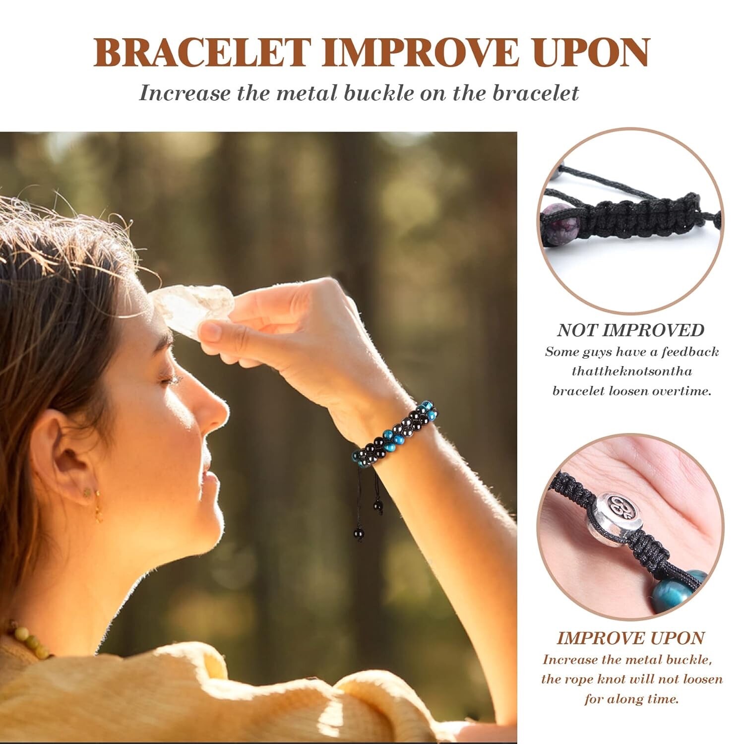 Triple Protection Bracelet for Protect Balance-Tiger Eye Hematite Natural Stone