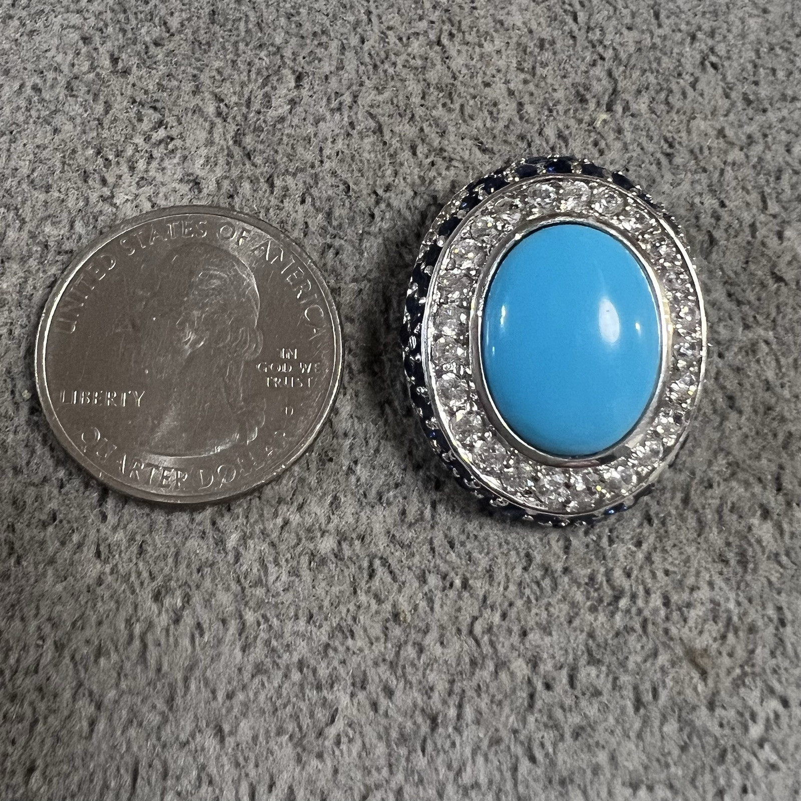 Designer Created Turquoise, Cubic Zirconia & Created Sapphire Sterling Pendant