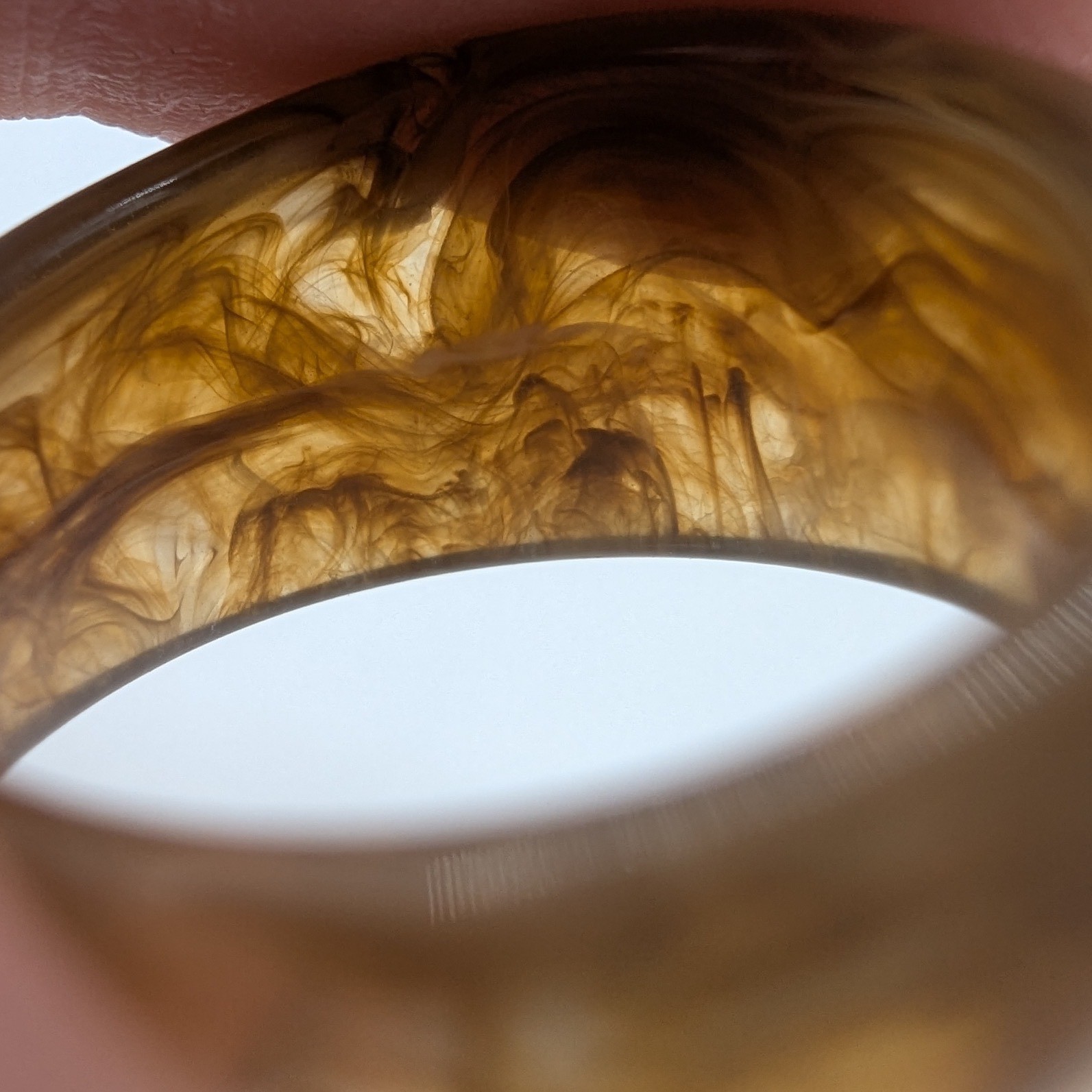 Chunky Brown Marbled Resin Dome Statement Ring Size 7.5 Retro Acrylic Jewelry