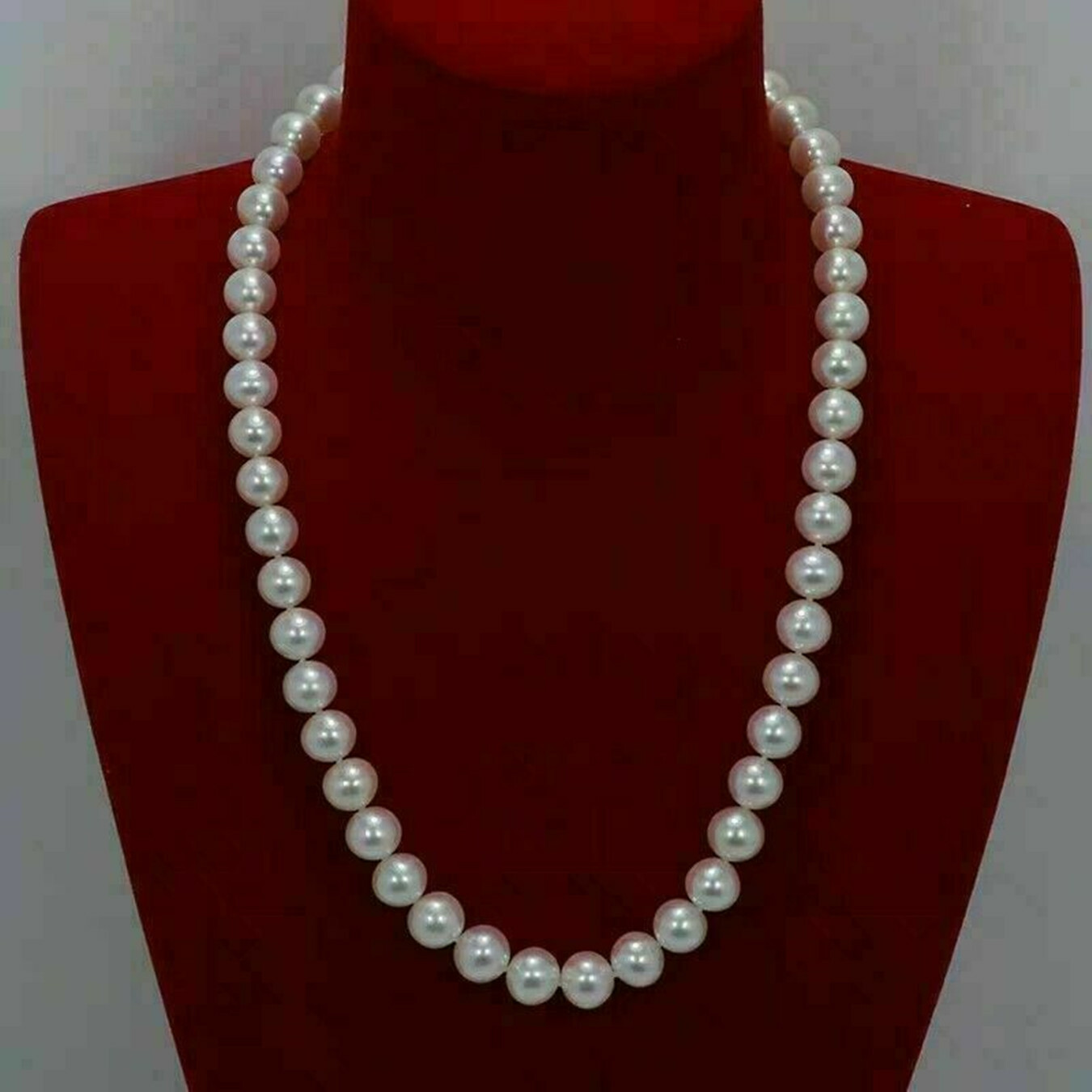 Top AAAA Japanese 7-8mm White Round Pearl Necklace 18″