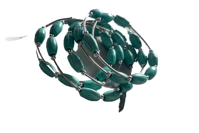 Western Womens Bracelet 52 x 1/4 in Turquoise Spiral Wrap Cuff Cowboy Adjust