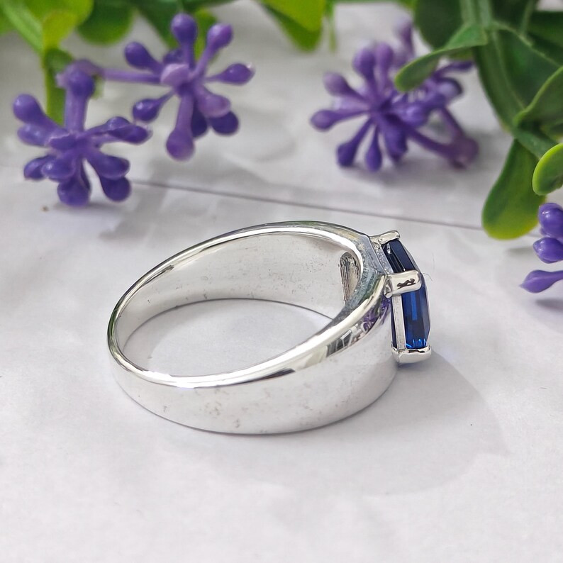 simulated Blue Sapphire Ring, Brass Gold Alloy, Gemstone Ring, Birthday Gift