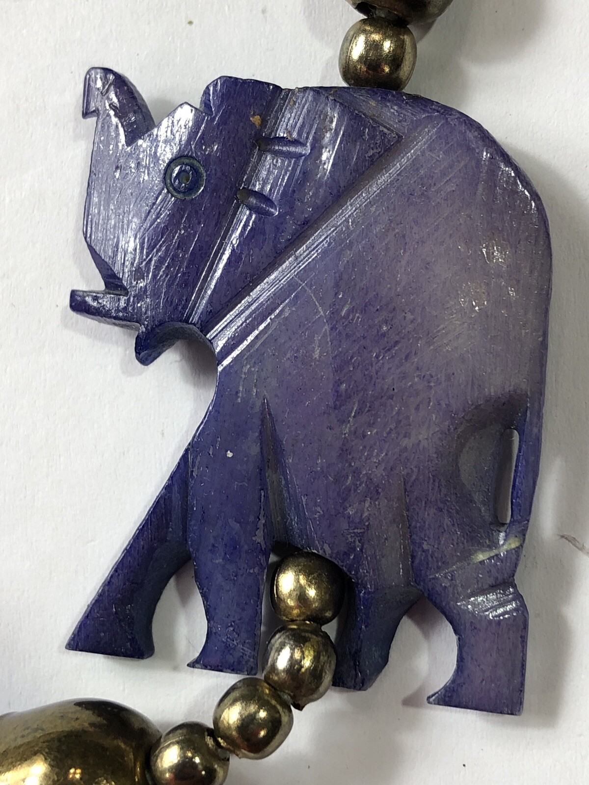 Elephant Pendant Necklace Multi-Strand Beaded Blue – 35 in Length