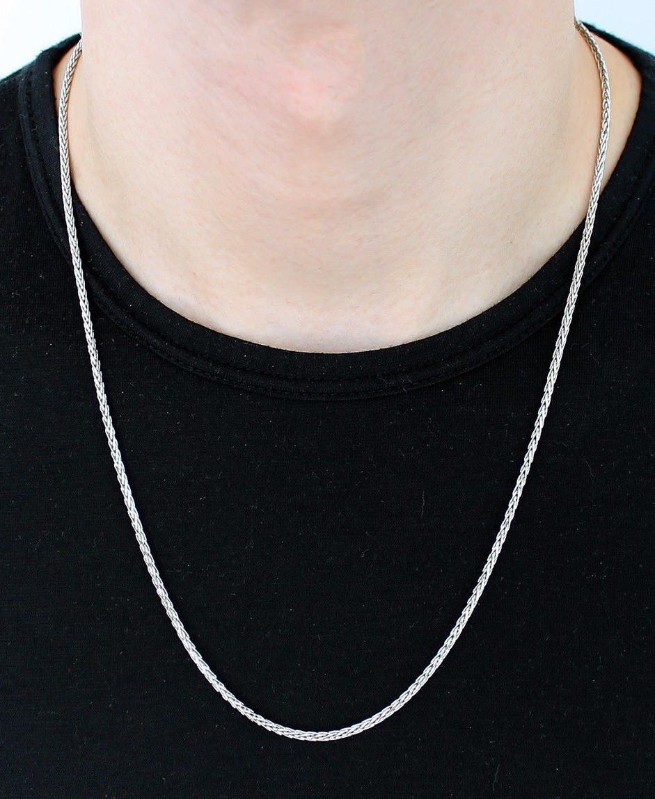 925 Sterling Silver Wheat 060 (Spiga) Chain Necklace 2.5 mm – Made in Italy