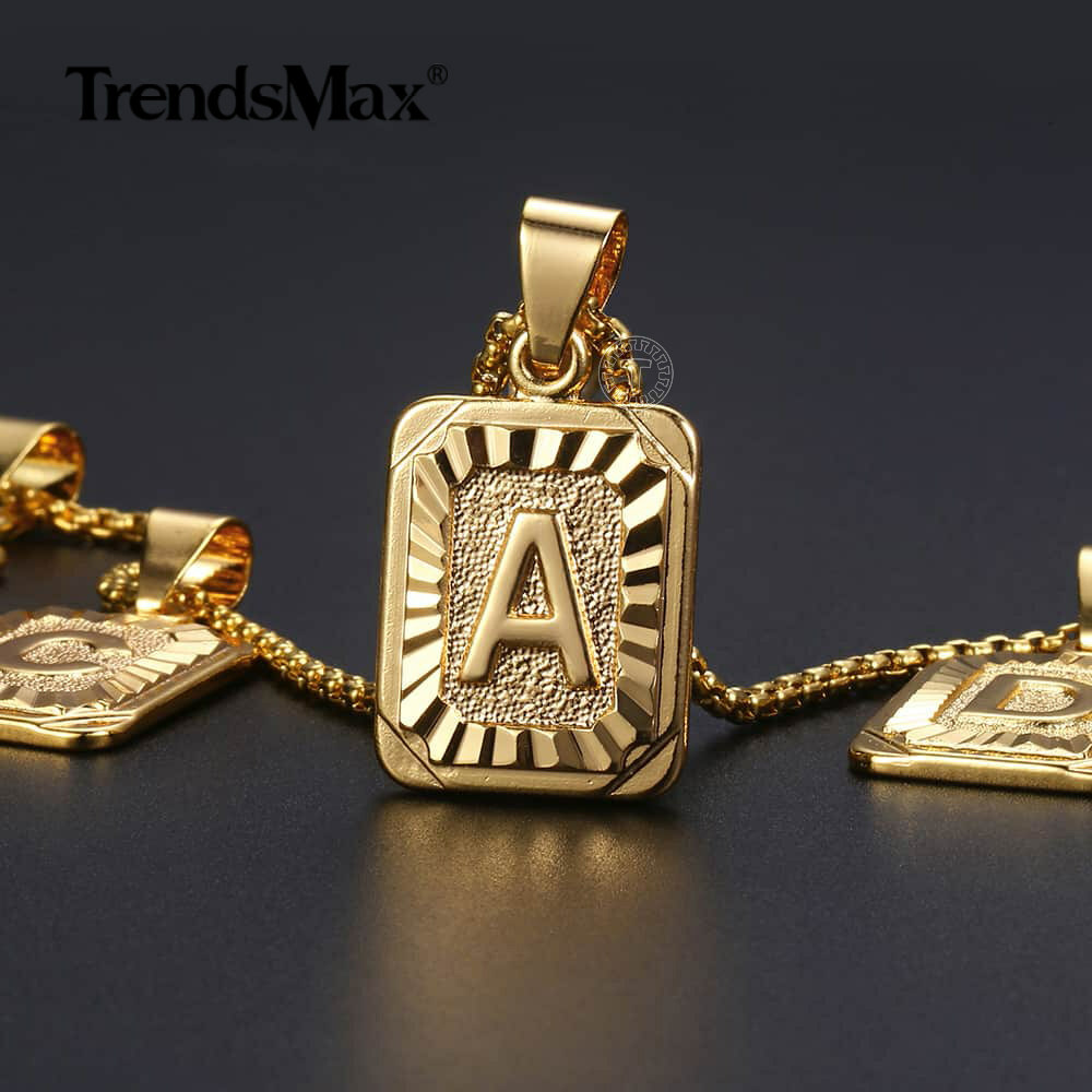 Gold Filled 26 Initial Letter A-Z Pendant Chain Necklace Customized Link 18-26″
