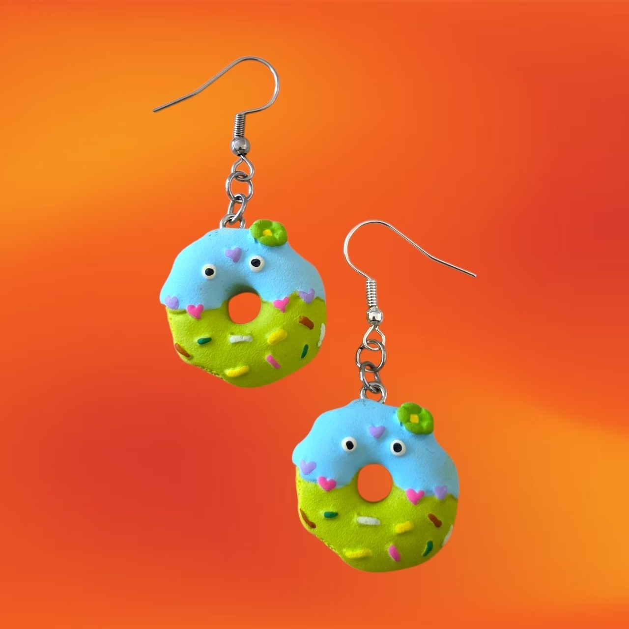 NEW Handmade Sprinkle Donut Stainless Steel Earrings Cute Kawaii Food 1 Pair AU