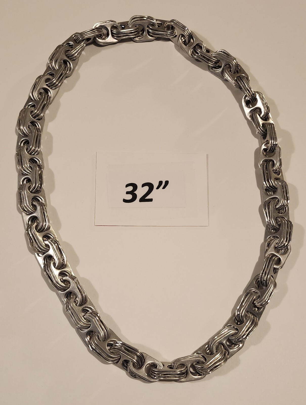 Silver 32″ Necklace – Can Tabs Pull Tabs Continuous Steampunk Chain – Slips On