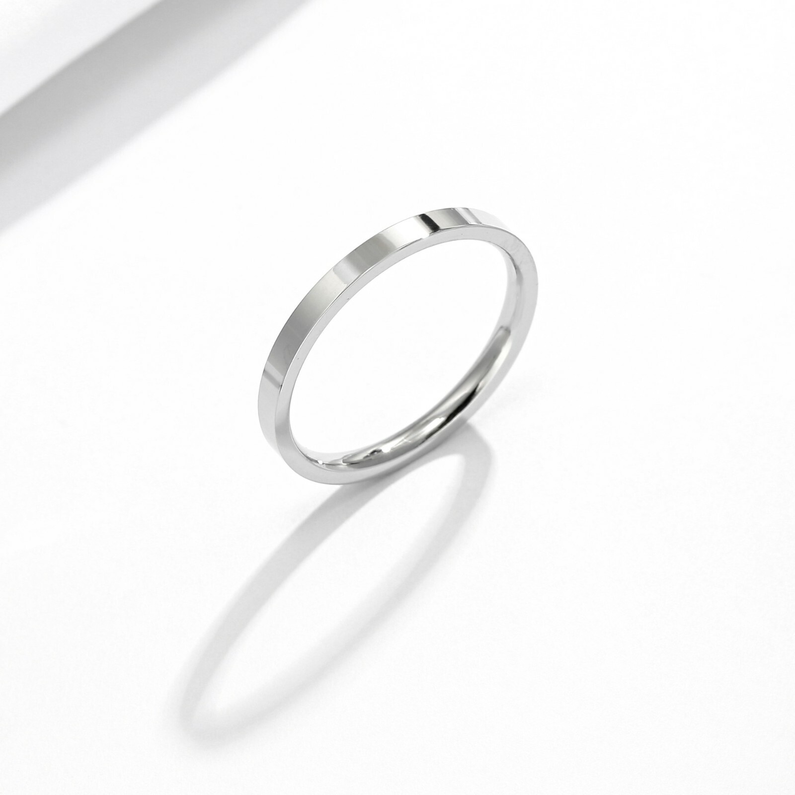 Womens 3mm Thin Simple Ring Plain Band Trendy Jewelry Stainless Steel Size 5-9