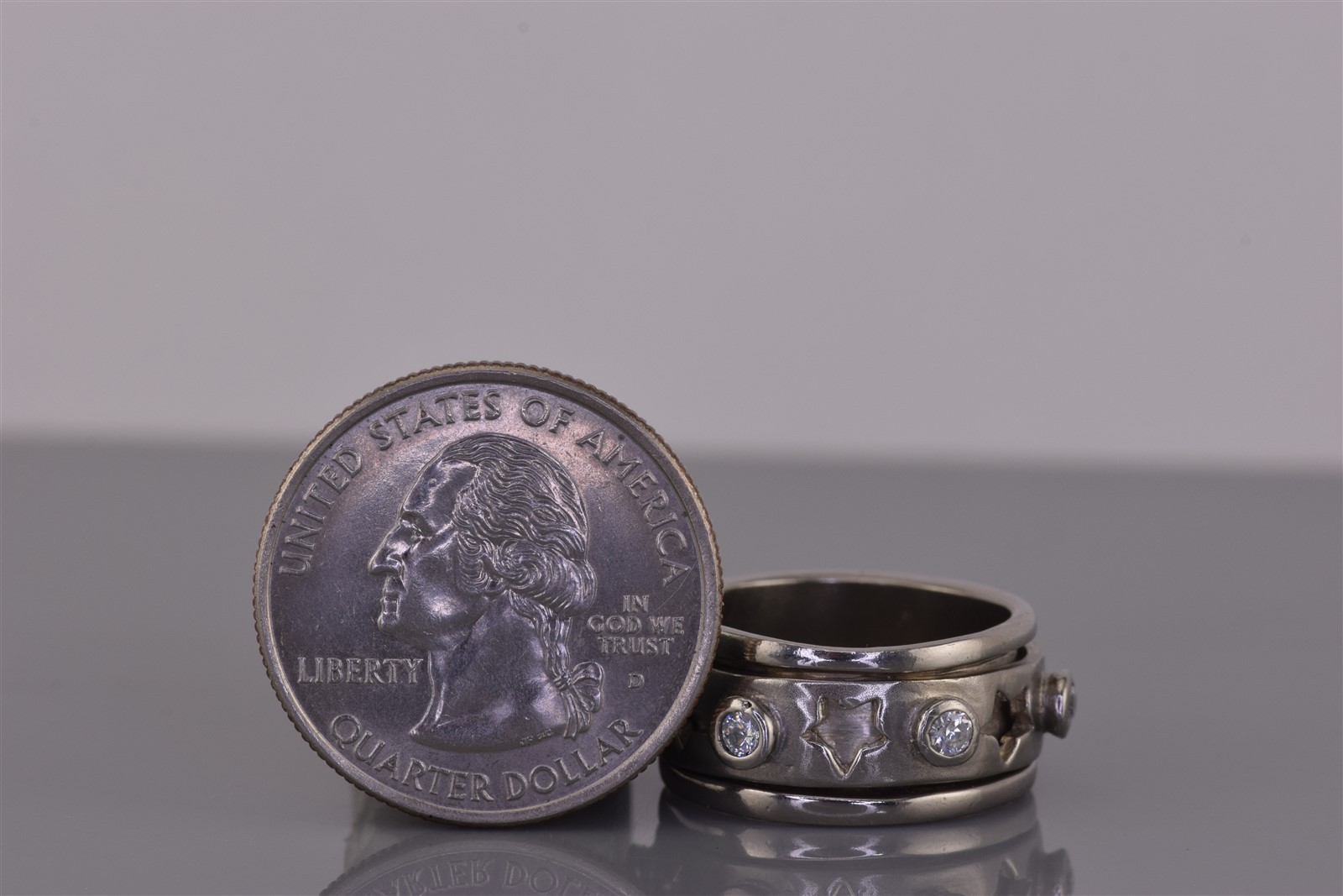 Sterling Silver Celestial Stars Cubic Zirconia Spinner Band Ring 8g 925 Sz: 6