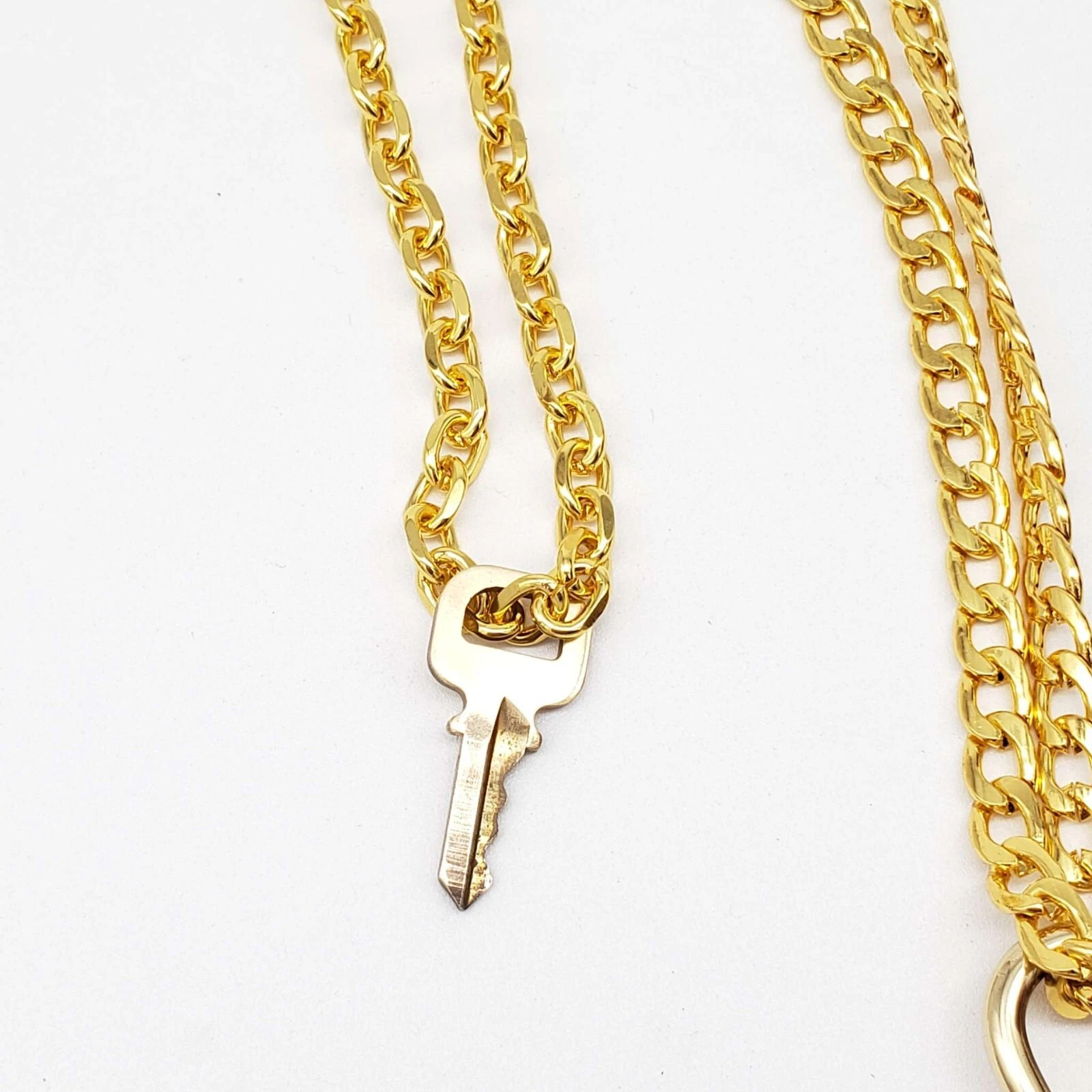 Authentic Louis Vuitton Lock & Key w/ 18k Gold Plated Chain Necklace