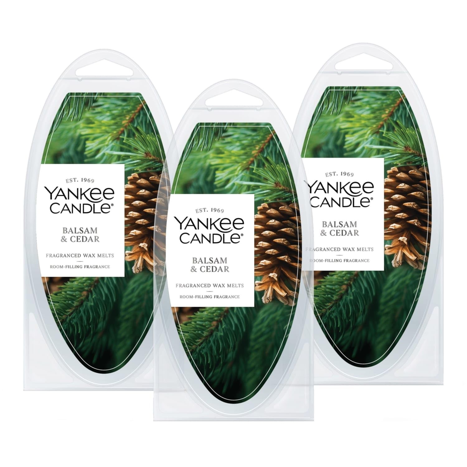 Yankee Candle Balsam & Cedar Wax Melts 6 Count (Pack of 3), Medium Green
