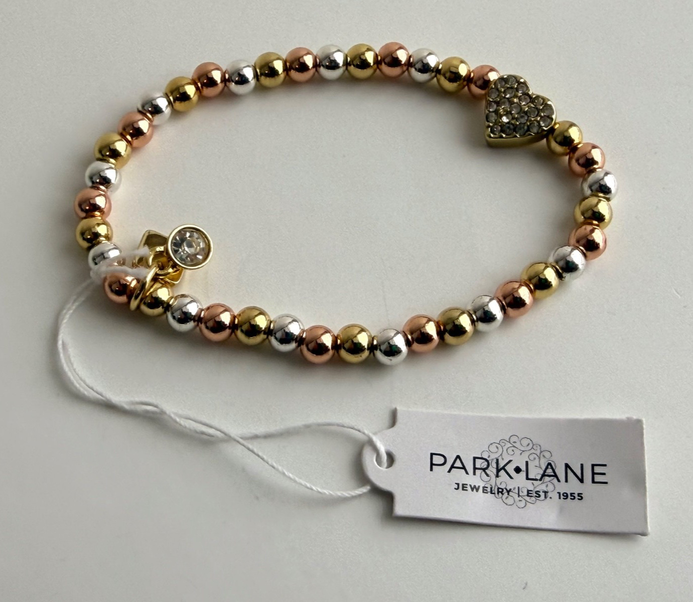 Park Lane LOVEY Gold Silver Rose Gold Bead Stretch Bracelet Retail $38 – NEW NWT