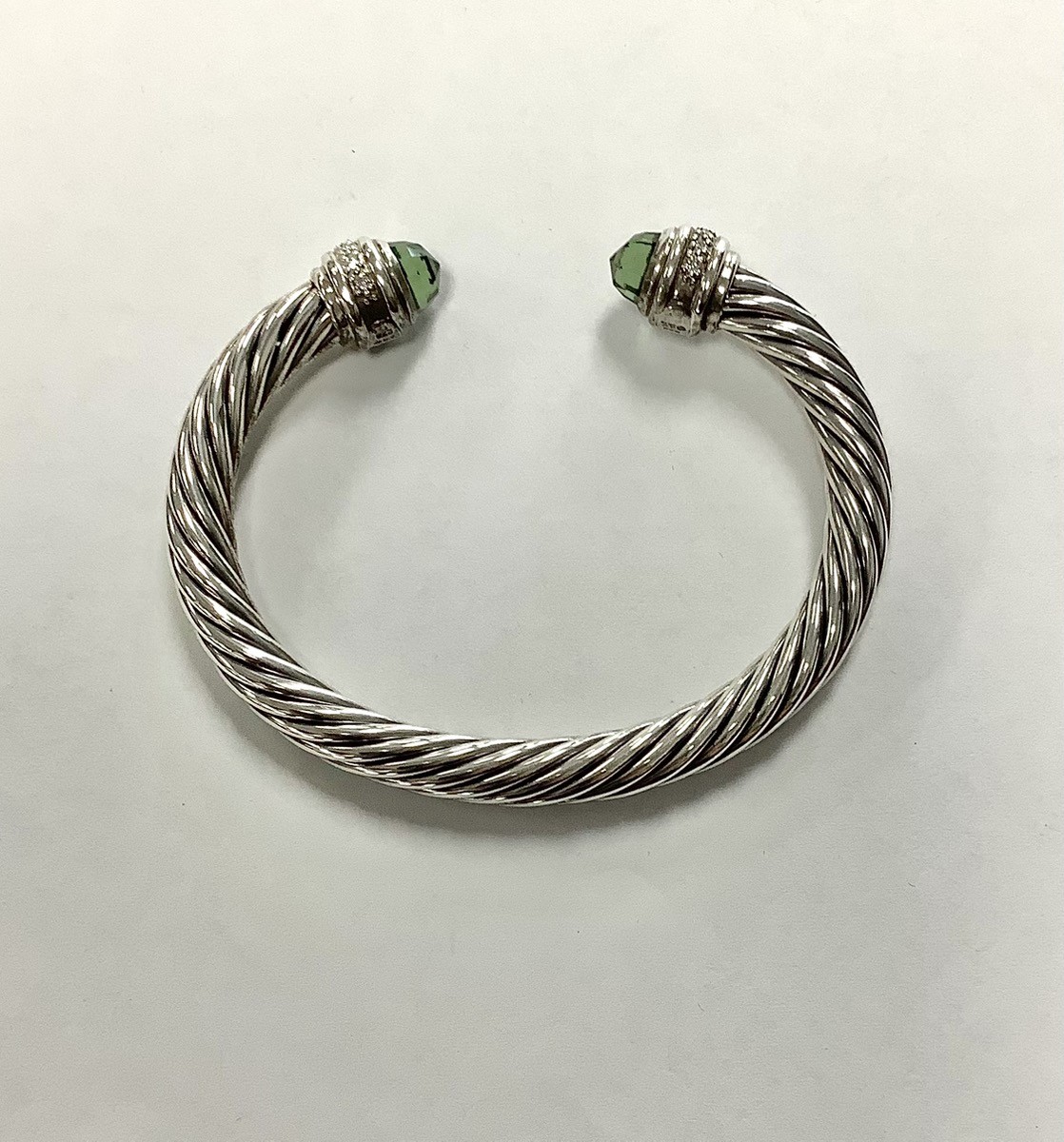 DAVID YURMAN STERLING SILVER DIAMOND AND PRASIOLITE 7MM BRACELET (QCP005950)