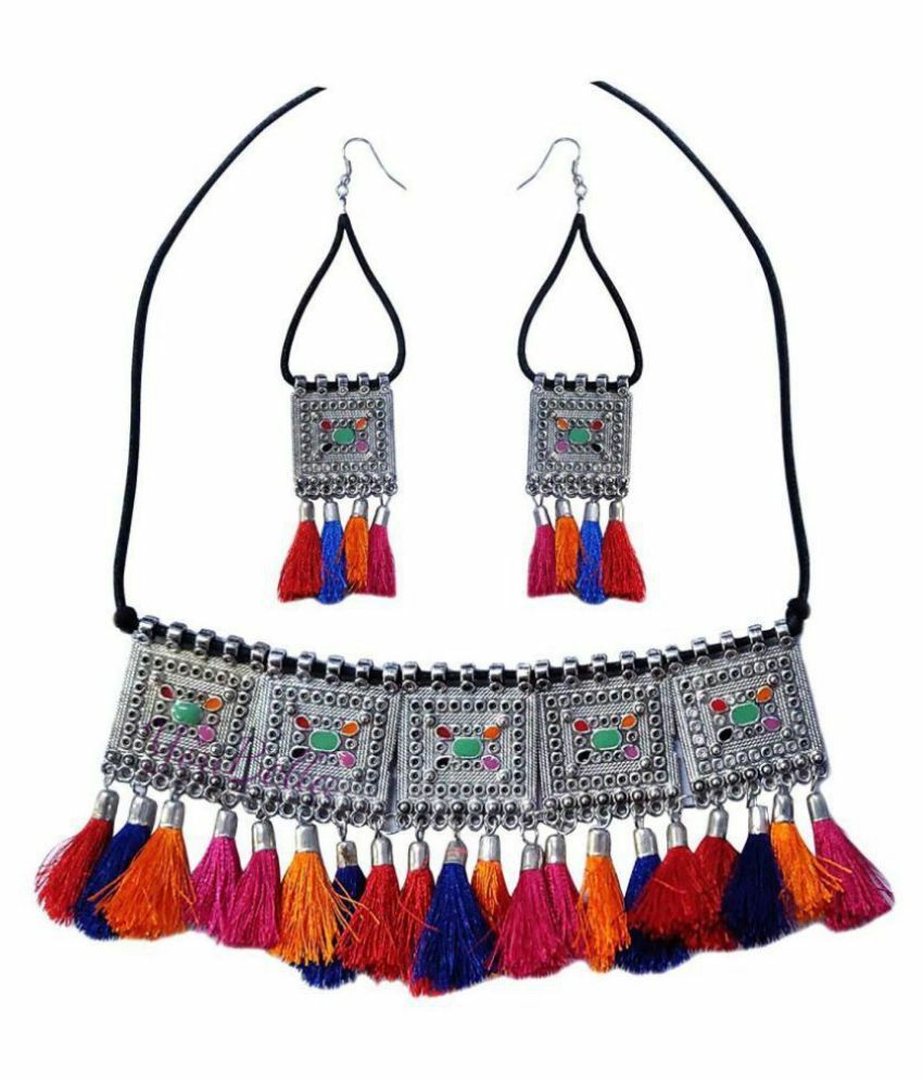 Alloy Multi Color Choker Contemporary Fashion Silver Plated Necklaces Set