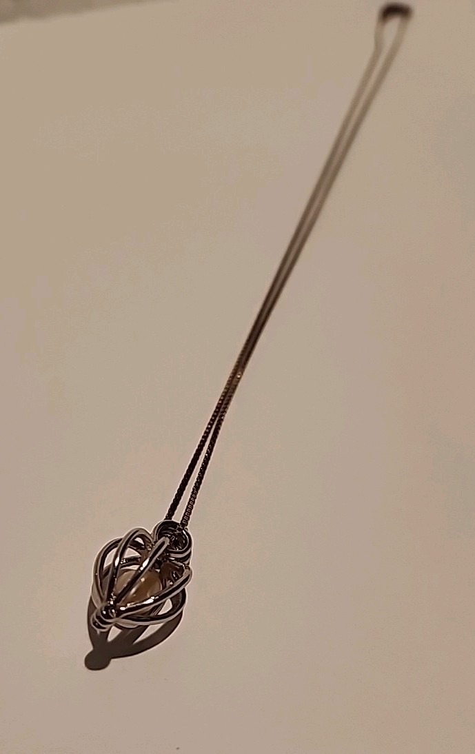 Silver Wish Pearl Cage Pendant Necklace – 10 Inches Long