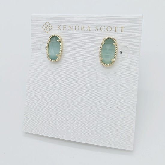 New Kendra Scott Ellie Stud Earrings In Light Blue Illusion / Gold
